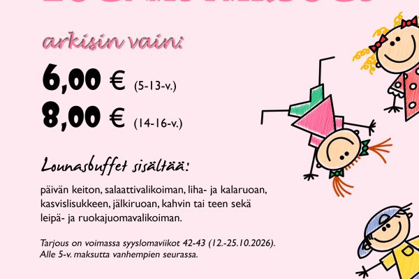 Koululaisen syyslomalounastarjous