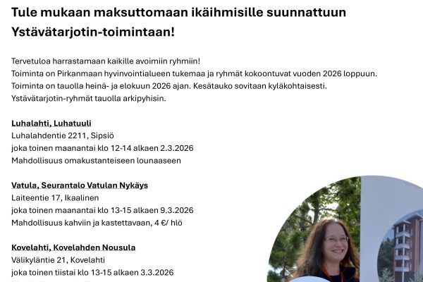 Maksutonta Ystävätarjotin-toimintaa ikäihmisille